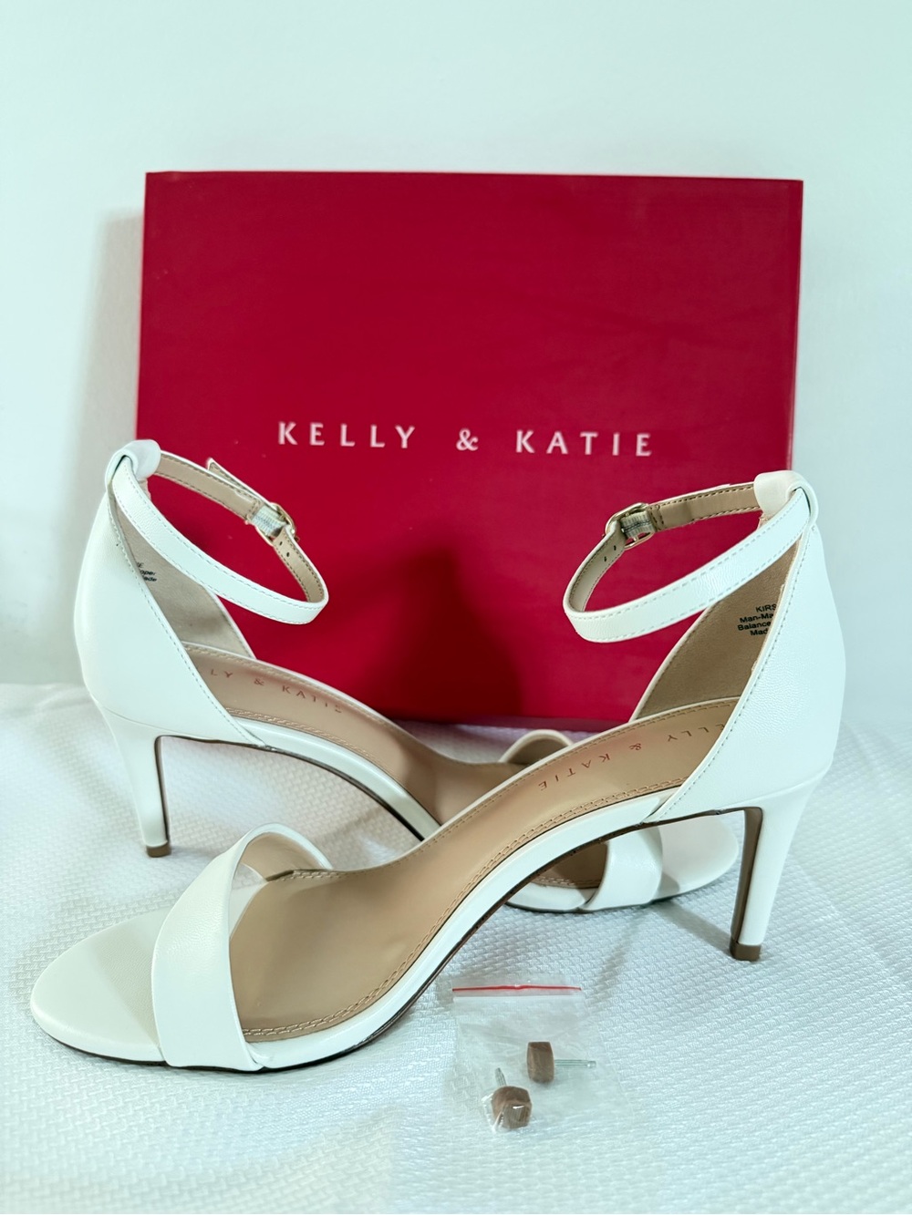 Kelly & Katie White 3 inch Ankle-Strap Open-Toe Heels